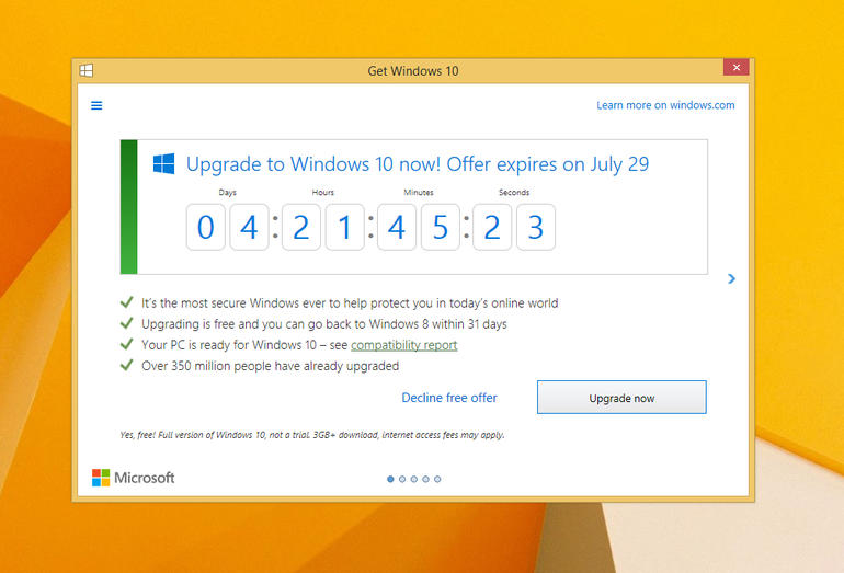 Már csak három napig ingyenes a Windows 10 upgrade