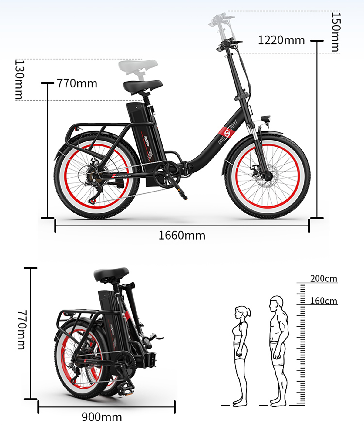 a diagram of a bicycle OneSport OT16
